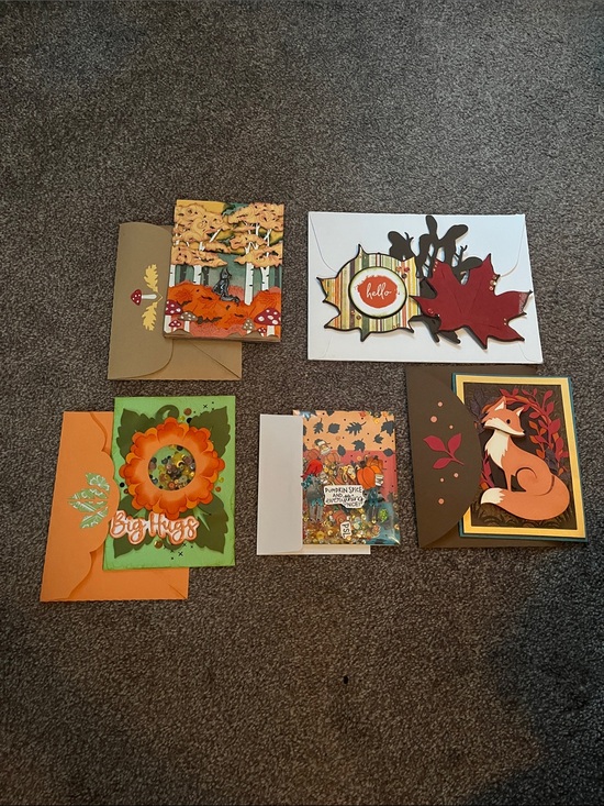 Stampin Up Other - Stampin' Up! Autumn Leaf and Fox Handmade Card Set in Orange, Brown, Green, Red